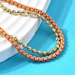 Doppelreihige Armbänder aus Messingperlen&nbsp;BJEW-U040-02G-02