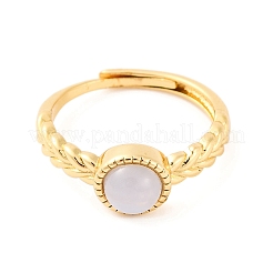 Anelli rotondi regolabili in agata di pizzo blu naturale&nbsp;RJEW-Q817-03G-03