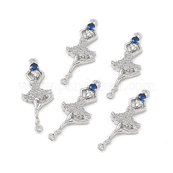 Verbindungsanhänger mit Mikropavé aus Messing mit durchsichtigen Zirkonia-Steinen&nbsp;KK-E068-VB036