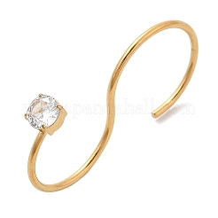 S-förmige Doppelmanschettenringe aus 304 Edelstahl mit Zirkonia für Unisex&nbsp;RJEW-Q007-05G
