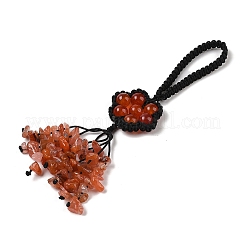 Décorations pendentif en fil tressé en agate naturelle&nbsp;HJEW-K046-04F