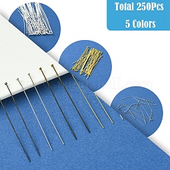 250 Stück 5 Farben Kugelkopfstifte aus Messing&nbsp;KK-FS0001-42