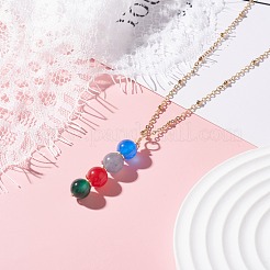 Collier pendentifs perles de jade blanc naturel pour femme&nbsp;NJEW-JN03762
