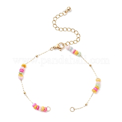Armbandherstellung aus gefärbter Scheibe aus natürlicher Muschel und Gliederkette aus Edelstahl 304&nbsp;AJEW-JB01383
