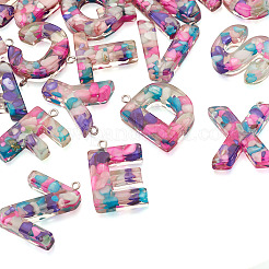 26 pièces 26 lettres pendentifs en résine époxy transparente&nbsp;CRES-TA0001-15