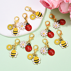 10 stücke 2 arten bienen & marienkäfer legierung emaille anhänger dekorationen&nbsp;HJEW-YW00144
