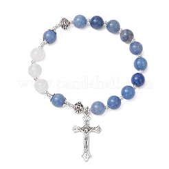 Bracelets à perles naturelles d'aventurine bleue&nbsp;BJEW-TA00564-02