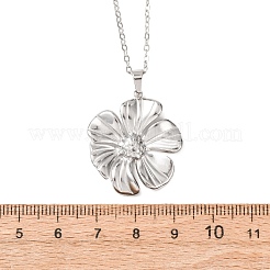 Colliers pendentifs en acier inoxydable 304 texturé à motif floral pour femmes&nbsp;NJEW-C117-01C-P