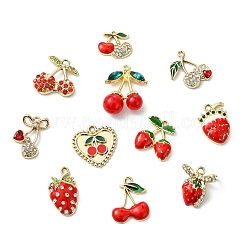 28 Stück 14 Stile Zinklegierung Strass Obst Anhänger&nbsp;FIND-CJ0004-95