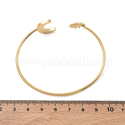 Bracciali rigidi aperti da donna in acciaio inossidabile 304 con motivo sole e luna testurizzato.&nbsp;SA-CBA5CC3-01G