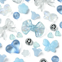 219 pièce de perles acryliques de 12 styles avec 1 rouleaux de fil élastique solide et extensible&nbsp;OACR-FS0001-58