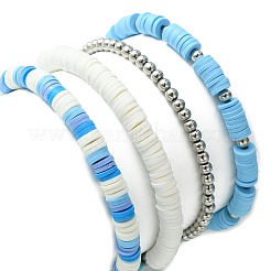 4 Stück 4 Stile Polymer Clay Heishi Surfer Stretch-Armbänder-Set&nbsp;BJEW-TA00373
