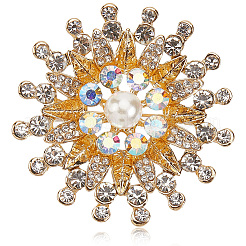 Broches de rhinestone de aleación de flores para ropa de mochila&nbsp;JEWB-WH20011-02A