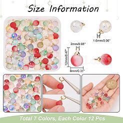 84 pendentif en verre peint par pulvérisation transparent de 7 styles et deux tons&nbsp;GLAA-FH0001-40