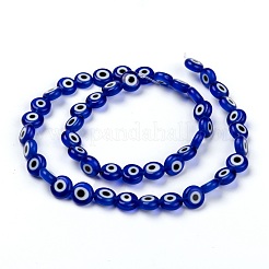 Handmade bösen Blick lampwork flache runde Perle Stränge&nbsp;X-LAMP-L058-8mm-04