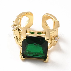Bague de manchette ouverte carrée en zircone cubique&nbsp;RJEW-H101-19G