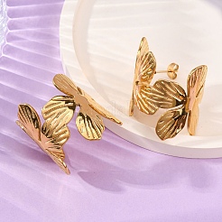 Boucles d'oreilles à tige en acier inoxydable 304 en forme de C pour femme&nbsp;EJEW-A131-01C-G