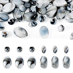 80 Stück 4 Stile undurchsichtige zweifarbige Jade-Acrylperlen&nbsp;OACR-TA0002-73
