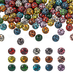 120pcs 15 couleurs de perles en bois naturel peintes&nbsp;WOOD-TA0001-66