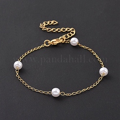 Pulseras redondas de cuentas de perlas de imitación de plástico&nbsp;BJEW-E054-06G