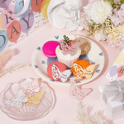21 pièce 3 couleurs thème anniversaire effet miroir acrylique anniversaire cupcake insérer carte décoration&nbsp;AJEW-SP0001-72A