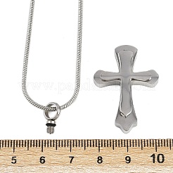 304 Edelstahl Kreuz Anhänger Haustier Urne Asche Halsketten&nbsp;NJEW-S455-02P