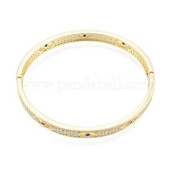 Bracelet jonc à charnière œil de cheval en zircone cubique&nbsp;BJEW-G651-07G-03