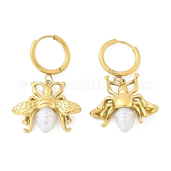Orecchini a cerchio in acciaio inossidabile 304 con perle finte abs&nbsp;EJEW-M070-19G