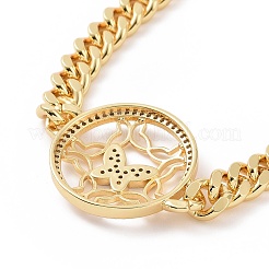 Bracelet à maillons papillon en zircone cubique transparente&nbsp;BJEW-B068-06