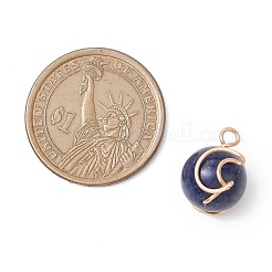 Natürlicher grüner Aventurin/Rosenquarz/Tigerauge/Lapislazuli/Amethyst Mondanhänger mit Kupferdraht umwickelt&nbsp;PALLOY-JF02908