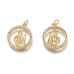Pendenti in zirconi cubici trasparenti in micro pavè di ottone&nbsp;X1-ZIRC-H107-08G