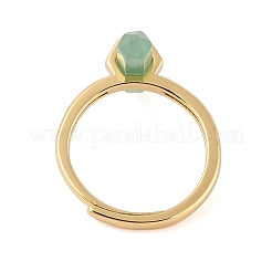 Anillos ajustables de piedra mixta natural con prisma hexagonal de doble punta para mujer&nbsp;RJEW-G327-01G