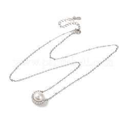 Collane in argento sterling placcato rodio con micro pavé di zirconi cubici trasparenti&nbsp;NJEW-C058-01P