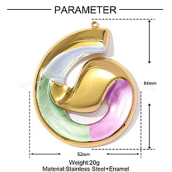 Grands pendentifs en acier inoxydable 304 émaillé&nbsp;STAS-OY002-15G