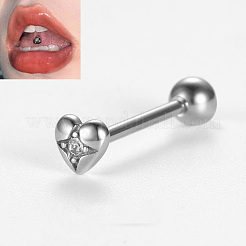 Piercing per lingua in acciaio inossidabile chirurgico 316l con micro pavé di zirconi cubici trasparenti&nbsp;FS-WG6EDE0-02