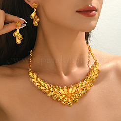 Braut-Set aus Messingblumen (Halskette und Ohrstecker) für Damen im orientalischen Stil&nbsp;SX1464
