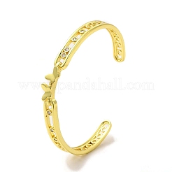 Bracelet manchette ouvert papillon en oxyde de zirconium transparent&nbsp;BJEW-A136-03G