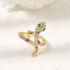 Messing Micro Pave Zirkonia Manschette offene Ringe&nbsp;RJEW-P186-03G