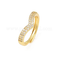 Verstellbare Fingerringe aus Messing mit Mikropflaster und Zirkonia für Damen&nbsp;RJEW-Z113-40G