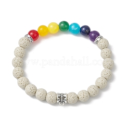 Ensemble de bracelets extensibles en perles de pierres précieuses naturelles rondes chakra 3 pièce&nbsp;BJEW-JB10953