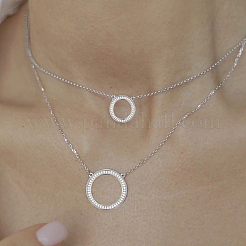 Ensemble collier et boucles d'oreilles géométriques en argent et zircon s925&nbsp;KG6962-3