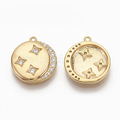 Breloques en laiton zircon cubique transparent&nbsp;X-ZIRC-Q021-023G-NF