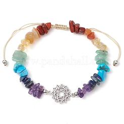 7 Stück Chakra-Thema natürliche und synthetische gemischte Edelsteinsplitter geflochtene Perlenarmbänder&nbsp;BJEW-JB11324