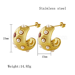 Boucles d'oreilles à tige en acier inoxydable 304 avec micro pavé de zircones cubiques&nbsp;EY6491-1