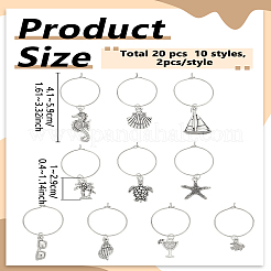 20 Stück 10 Stile Legierung Weinglas Charms&nbsp;AJEW-LP00014