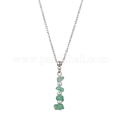 10 pièce 10 styles pendentif en perles de pierre mélangées colliers à chaîne en acier inoxydable 304&nbsp;NJEW-JN05263