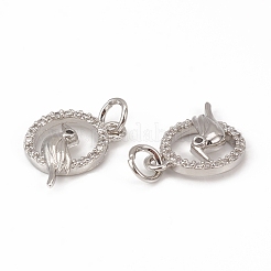 Dijes de pájaro de circonita cúbica micro pavé de latón&nbsp;KK-E068-VB315