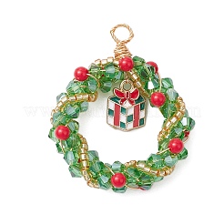 Pendentifs en perles de rocaille tissées à la main sur le thème de Noël&nbsp;PALLOY-JF02838