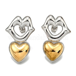 Boucles d'oreilles à tige bicolores en acier inoxydable 304 pour femmes&nbsp;EJEW-R023-01GP-05