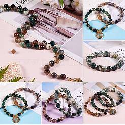 Gefärbte und erhitzte runde Perlen aus natürlichem Achatimitat aus Botswana-Achat für die Herstellung von DIY-Armbändern&nbsp;DIY-SZ0006-94B